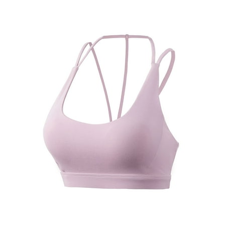 

HAPIMO Discount Sports Bras for Women Cozy Stretch Quick Dry Shockproof Workout Activewear Bra Athletic Yoga Vest with String Elastic Running Padded Bralette Pink S