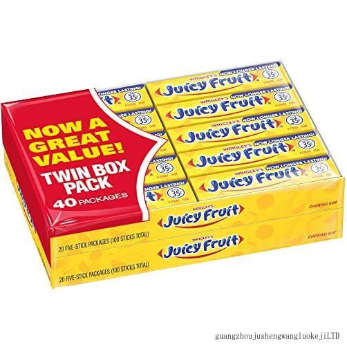 JUICY FRUIT Original Bubble Chewing Gum, 5 Stick (40 Packs)