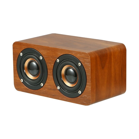 Tunhigl Small Portable Bluetooth Speaker Vintage Wooden Frame (USB Plug-in / Battary Powered, 600 mAh, 6 Hour Playtime) for Home, Outdoor, Compact Size Brown