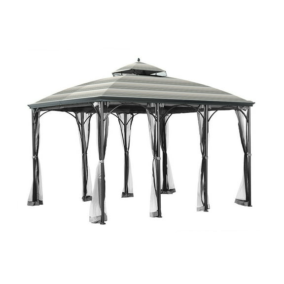 Garden Winds Replacement Canopy Top Cover for the Somerset Gazebo - Standard 350 - Stripe Stone