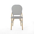 thumbnail image 3 of GDFStudio Gallia Outdoor Aluminum French Bistro Chairs (Set of 2), Gray and Bamboo Finish, 3 of 12