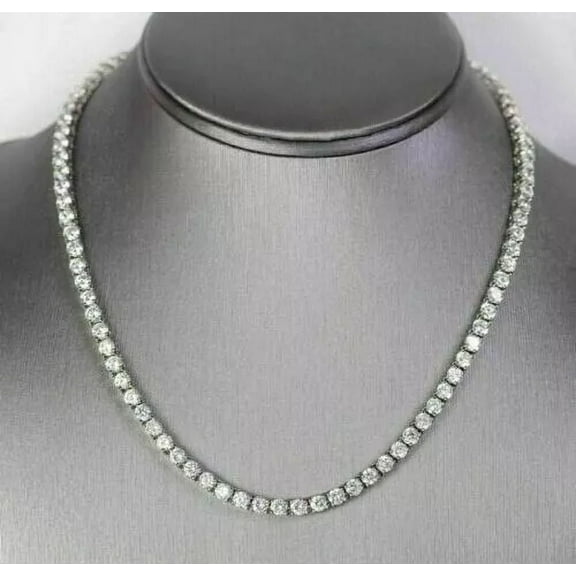 16 Ct Round-Cut Lab Created Diamond Tennis Necklace 14K White Gold Plated 925 Sterling Silver