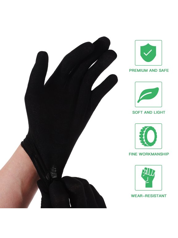 Cotton Gloves for Etiquette 12 Pairs Black L
