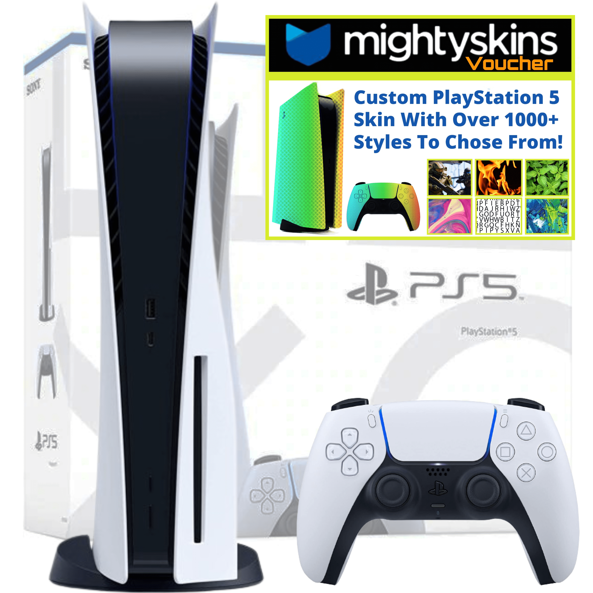Sony PlayStation 5 Disc Video Game Console (PS5 Disc (Disc Version) Mightyskins Custom Skin Code Voucher - Bundle - Walmart.com