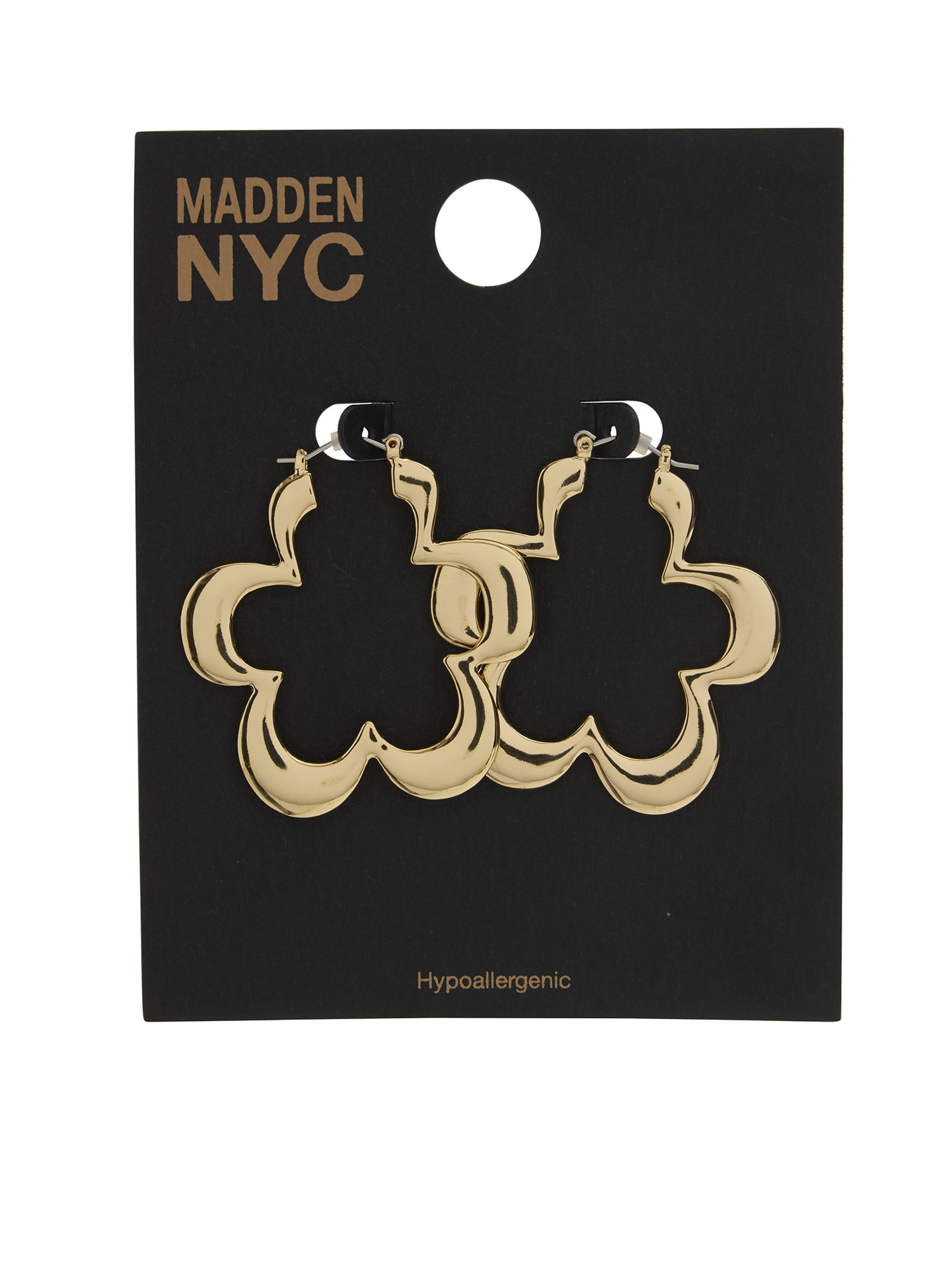 Madden NYC Women's Gold-Tone Flower Hoop Earrings