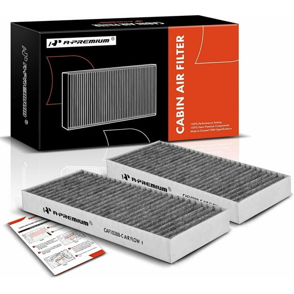 A-Premium 2-PC Cabin Air Filter with Activated Carbon Compatible with Nissan & Infiniti Models - Titan 2004-2015, Armada 2005-2015, NV2500 NV3500 2012-2014, QX56 2004-2010 - V8 5.6L # CF10388