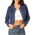 thumbnail image 1 of Unique Bargains Women's Classic Long Sleeve Button Down Jean Denim Jacket, 1 of 6