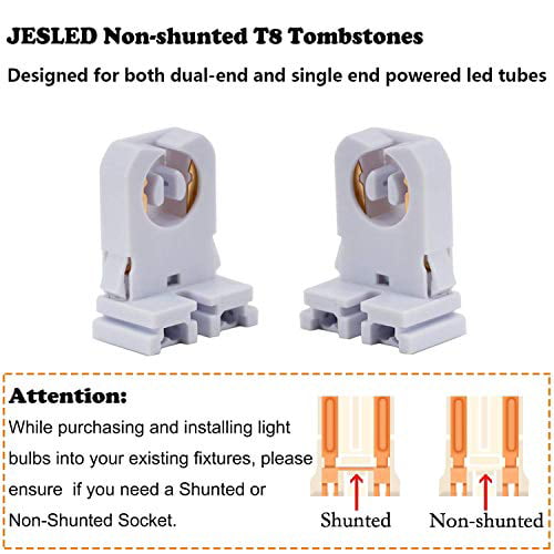 T8 Lamp Holder JESLED Non Shunted LED Tombstones - Pack of 50 UL Turn Type Tombstone Lampholder for T10 T12 LED Fluorescent Tube Replacement Medium Bi-pin G13 Socket for Programmed Start Ballasts 