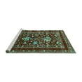thumbnail image 2 of Ahgly Company Machine Washable Indoor Rectangle Oriental Turquoise Blue Industrial Area Rugs, 4' x 6', 2 of 4