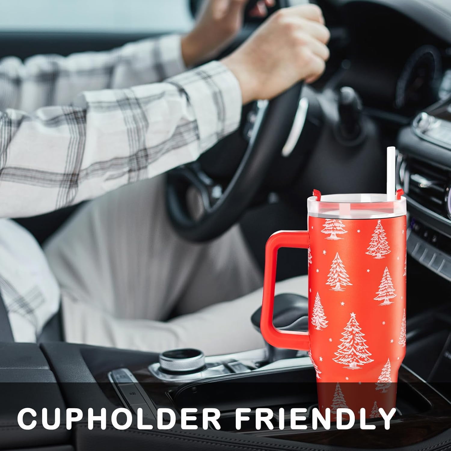 Chritsmas Tumbler, Christams Gifts for Women 40 oz Tumbler with Handle and Straw Stainless Steel Insulated Cup Travel Mug Water Bottle