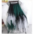 thumbnail image 2 of LBKKC Women's Tulle Skirt Black Green Formal High Low Asymmetrical Midi Witch Skirt Tea-Length Elastic Waist Tutu Skirt, 2 of 5