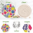 thumbnail image 4 of Yayeee 6 PCS Drink Coasters with Holder Set Woven Absorbent Round Tabletop Hot Pad, Red Retro Shapes, 4 of 7