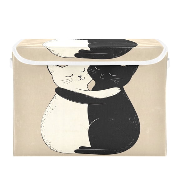 Storage Box With Lid 16.5x12.6x11.8In Foldable Stacked Household Storage Box Cuddle Cat