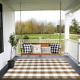thumbnail image 3 of Fall Outdoor Rug Brown and White Buffalo Plaid Rug Cotton Hand-Woven Buffalo Check Rug Layered Doormats for Front Door/Front Porch/Farmhouse/Entryway/Patio, 3 of 16