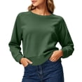 thumbnail image 5 of cocolona Cropped Sweatshirts for Women Oversized Round Neck Long Sleeve Sweatshirts Lightweight Soft Pullover Fall Tops, 5 of 7