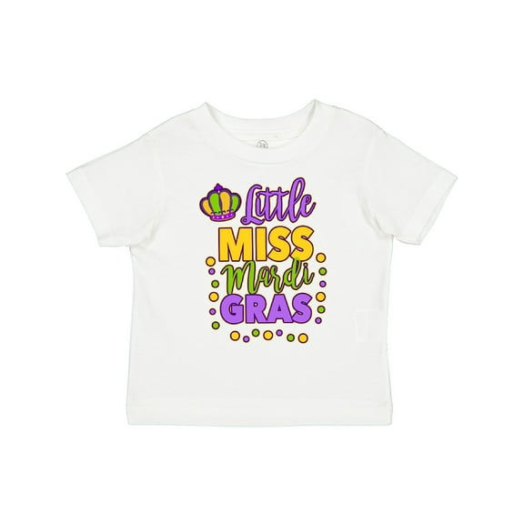 Inktastic Little Miss Mardi Gras with Crown and Dots Girls Toddler T-Shirt