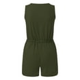 thumbnail image 5 of vigerkar Tshirt Rompers for Women 2025 Summer Casual Shorts Jumpsuit Plain Scoop Neck Button Down Sleeveless Tank Top Rompers Green, XXL, 5 of 5