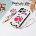 thumbnail image 4 of TECH CIRCLE Wallet Case for iPhone 13 ,PU Leather Flip Protective Stand Flowers Floral Women Girls Case Card Holder Wristlet Mirror Shoulder Purse Case for iPhone 13 6.1" 2021,White, 4 of 10