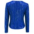 thumbnail image 4 of Unir Loose Fit Short Sequin Stand Collar Jacket, Glitter Open Front Party Outer Coat, Lightweight Evening Layering Garment, 1 Piece Outfit, S-XXL Plus Size Friendly, 4 of 5