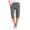 Dark Gray, variant on Cotton Linen Capri Pants for Women Folded Hem Elastic Waist Drawstring Knee Length Casual Summer Shorts with Pockets,2XL,Gray