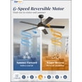 thumbnail image 2 of Zardon 52-inch Modern Ceiling Fan with Light and Remote Control, 6-Speed, 5 Blades, Ideal for Indoor Bedroom,Living Room, Black, 2 of 9