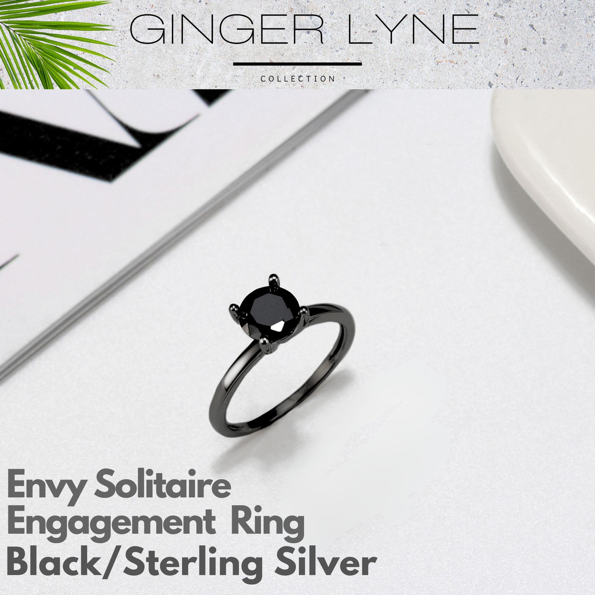 Envy Solitaire 1.25 Ct Engagement Ring for Women Promise Ring for Her Cubic Zirconia Sterling Silver Ginger Lyne