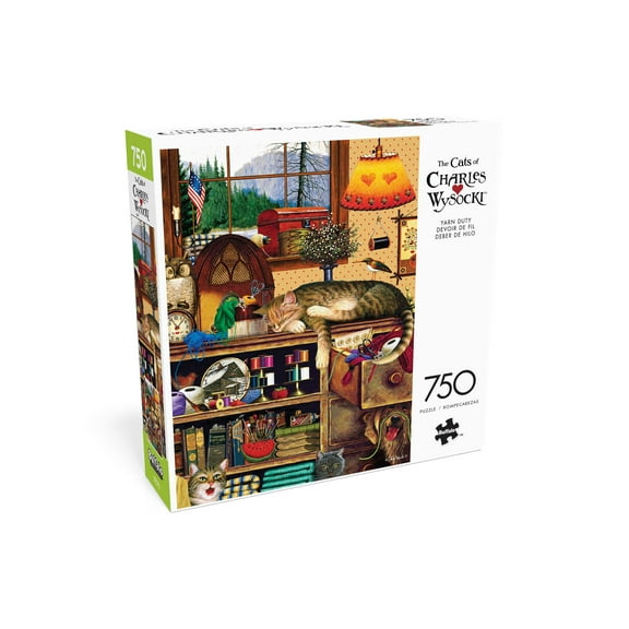 Buffalo Games Charles Wysocki Yarn Duty 750-Piece 24 x 18 inch Interlocking Jigsaw Puzzle for Adults Ages 14 