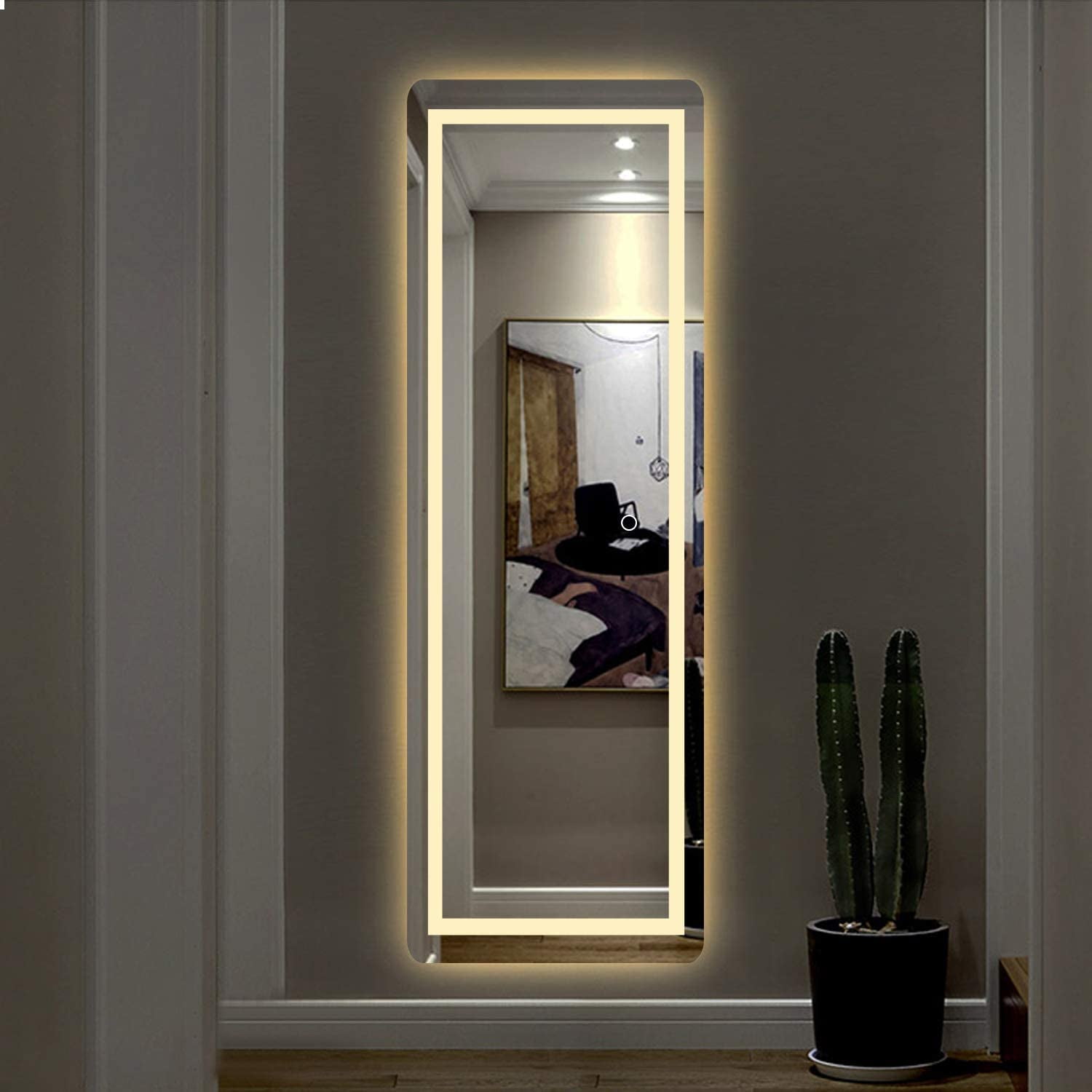 Full Length Wall Mounted Mirror With Lights / Latitude Run Led Full