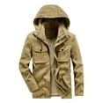 thumbnail image 5 of Herrnalise New Fashion Casual Loose Plush Warm Cotton Hooded Jacket Long Sleeve Parkas Khaki, 5 of 9