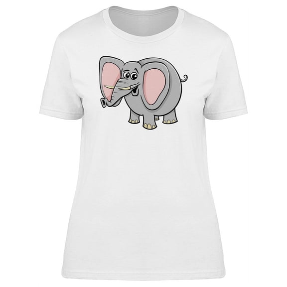 Adorable Elephant Cartoon T-Shirt Women -Image by Shutterstock, Female x-Large