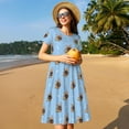 thumbnail image 4 of Easygdp Brown French Bulldog para Vestido Transpirable de Mujer, Vestido Suelto de Manga Corta con Pliegues y Bolsillos para el Verano, 4 of 6