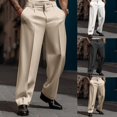thumbnail image 6 of Men Elegant Wide Leg Straight Dress Pants Formal Business Trousers Suit Pants, 6 of 8