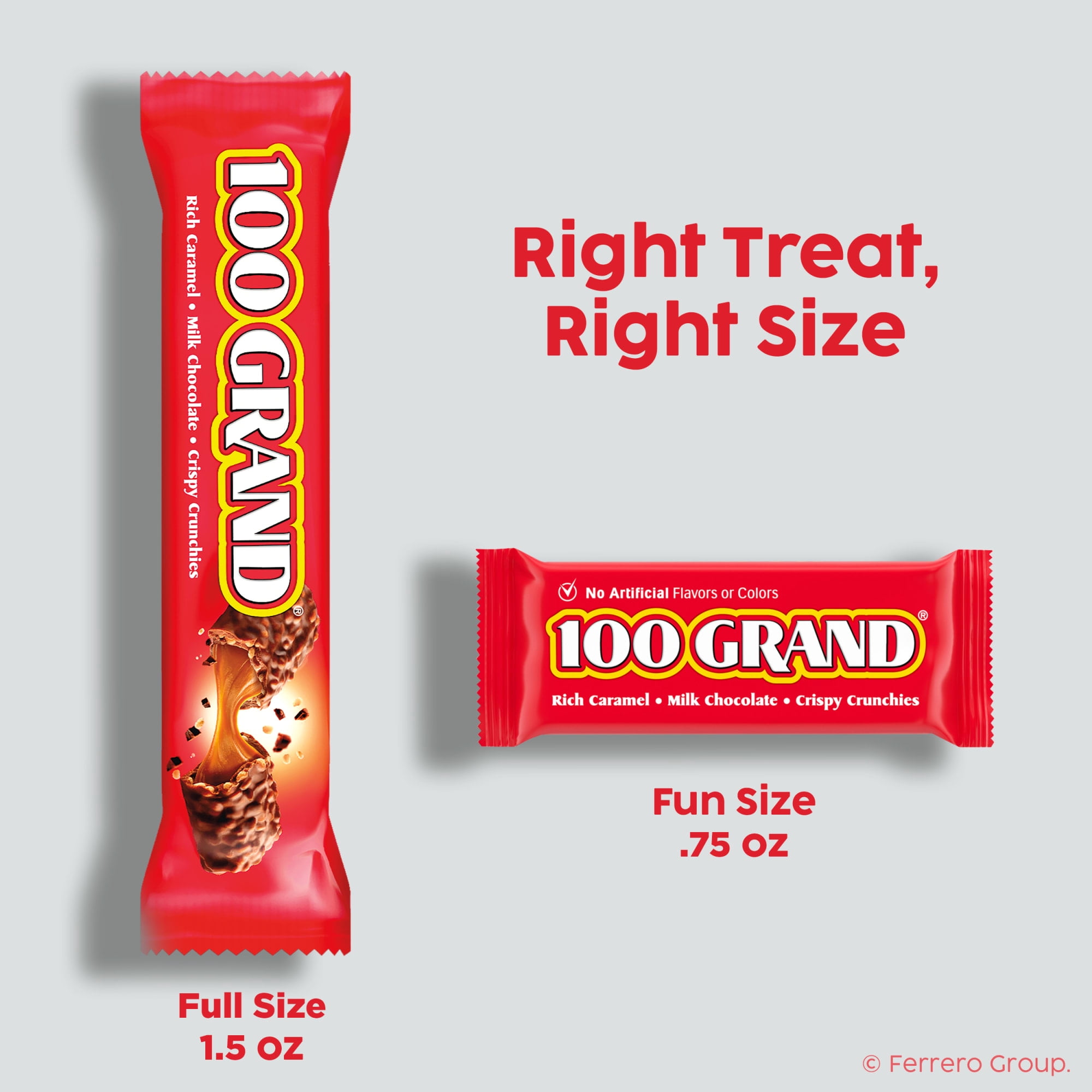 (3 pack) 100 Grand Candy Bar, Milk Chocolate with Rich Caramel, Fun Size Individually Wrapped Candy Bars, 10 oz Bag