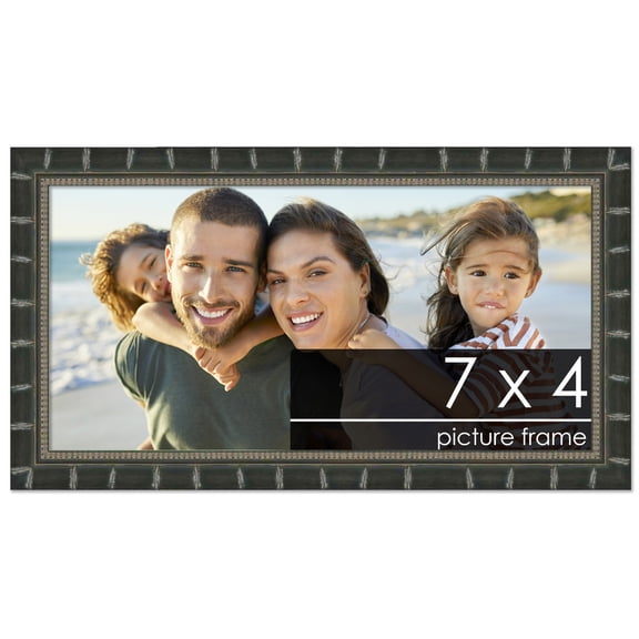 7x4 Bamboo Black Complete Wood Picture Frame with UV Acrylic, Foam Board Backing, & Hardware
