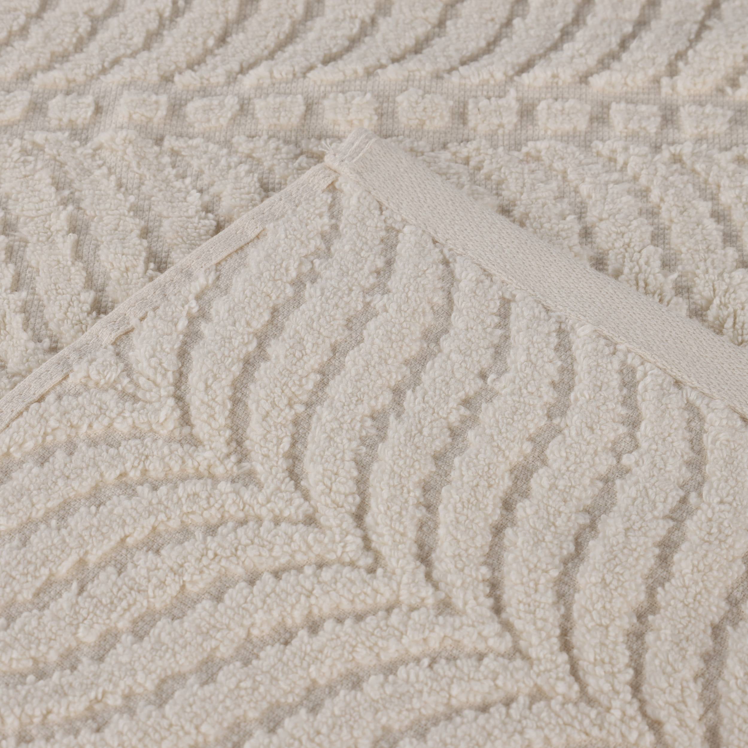 Superior Chevron 6-Piece Zero Twist Cotton Hand Towel Set, Plush and Ulta Soft Towels, Ivory