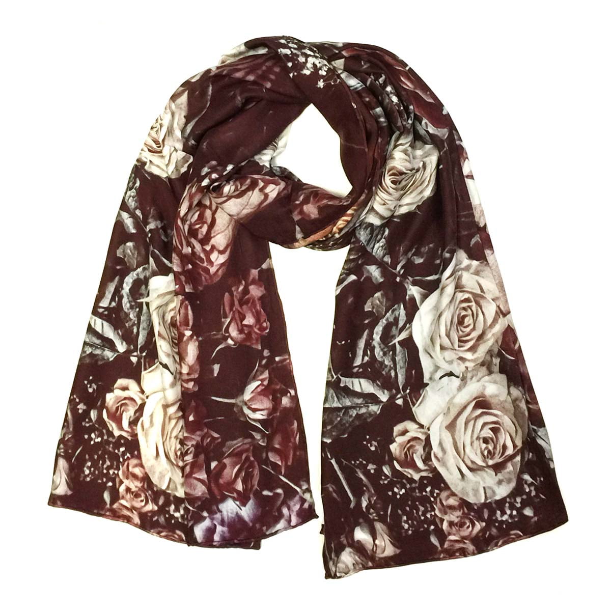New 100% Charmeuse Silk Scarf Beige Navy Blue Red Rose