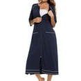 thumbnail image 2 of Previn Women's House Coat Zipper Zip Up Maternity Robe House Dress Pocket Summer Nursing Nightgown Soft Zip Up Comfy Housecoat Loose Sleepwear Navy XX-Large, 2 of 4