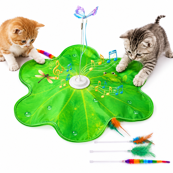 Interactive Cat Toys , Automatic Rechargeable Hide and Seek Cat Toy with Moving Concealed Feathers for Cats and Kittens Self Playing