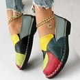 Bmisegm Ladies Fashion Color Blocking Leather Shallow Low Top
