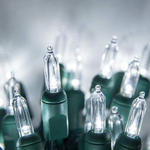 50 T5 LED Cool White Mini Christmas Light Set, 4 Spacing, 17', Christmas Tree Lights White (Cool White, 17 Ft)