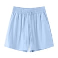 thumbnail image 4 of UDAUDU Women's Running Shorts Quick Dry Athletic Shorts 2026 Summer Baggy Drawstring Knee Length Wide Leg Pants with Pockets Light Blue L, 4 of 5