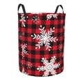 thumbnail image 2 of Fotbe Snowflakes On A Buffalo Plaid Laundry Basket with Handles, Waterproof Large Laundry Hamper, Wash Bag for Corner Dorm, Rolling Laundry Basket with Handles-Small, 2 of 8