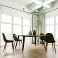 thumbnail image 1 of Homy Casa Modern Rectangular 5-Piece Dining Set for Dining Room, Faux Wood Table with 4 Upholstered Chairs, 1 of 11