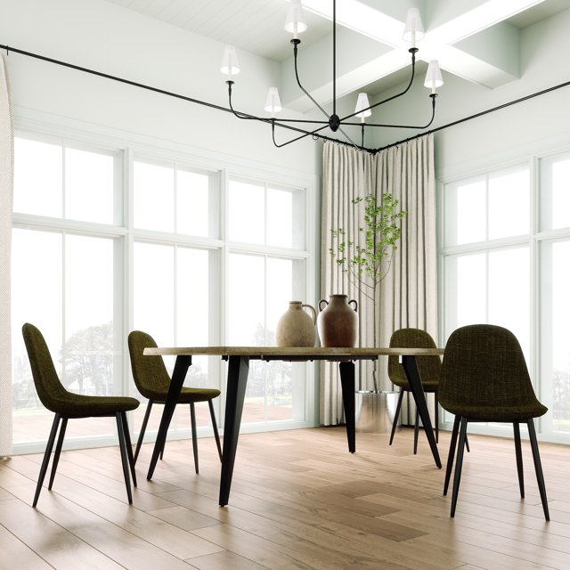 Homy Casa Modern Rectangular 5-Piece Dining Set for Dining Room, Faux Wood Table with 4 Upholstered Chairs
