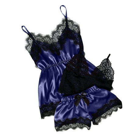 

Qcmgmg Cami Satin Eyelash Pjs for Women Sleepwear Solid Color Two Piece Lace Pajamas Set XXL