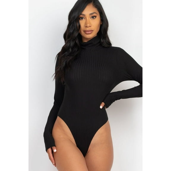 Long Sleeve Ribbed Turtle Neck Bodysuit
