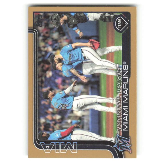 Collectible 2025 Topps Gold #340 Miami Marlins /2025 Miami Marlins Series One MLB Baseball Trading Card