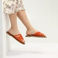 thumbnail image 3 of Pennysue Women Strappy Slippers Summer Orange Flat Sandals Size 9, 3 of 6