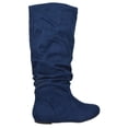 thumbnail image 2 of ZULUU Navy Blue Soda Brand Knee High Women Basic Boots Flat Slouchy Boots Slip on Faux Suede 8, 2 of 4