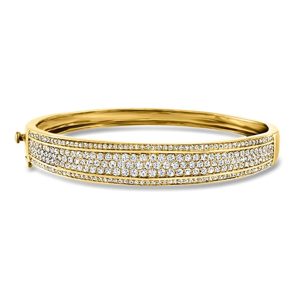 Ross-Simons 3.00 ct. t.w. Pave Diamond Bangle Bracelet in 18kt Gold Over Sterling, Women's, Adult
